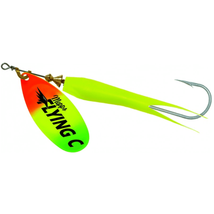 Mepps Flying C Spinner  - Comes with steel treble and single salmon hook